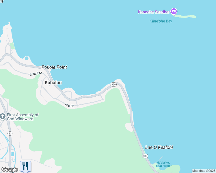 map of restaurants, bars, coffee shops, grocery stores, and more near 47-124 Kamehameha Highway in Kaneohe