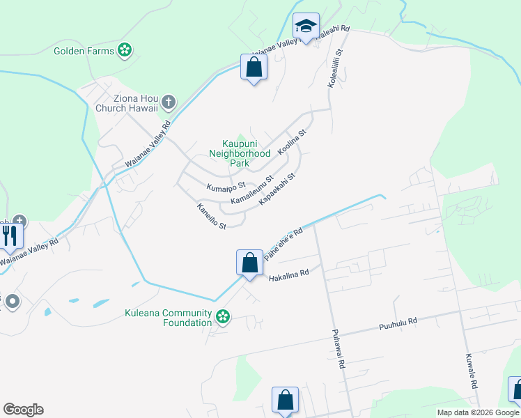 map of restaurants, bars, coffee shops, grocery stores, and more near 85-1341 Kapaekahi Street in Waianae