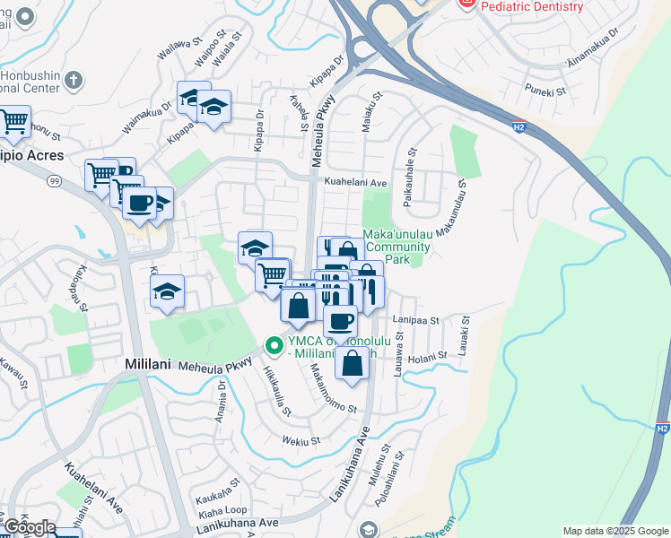 map of restaurants, bars, coffee shops, grocery stores, and more near in Mililani