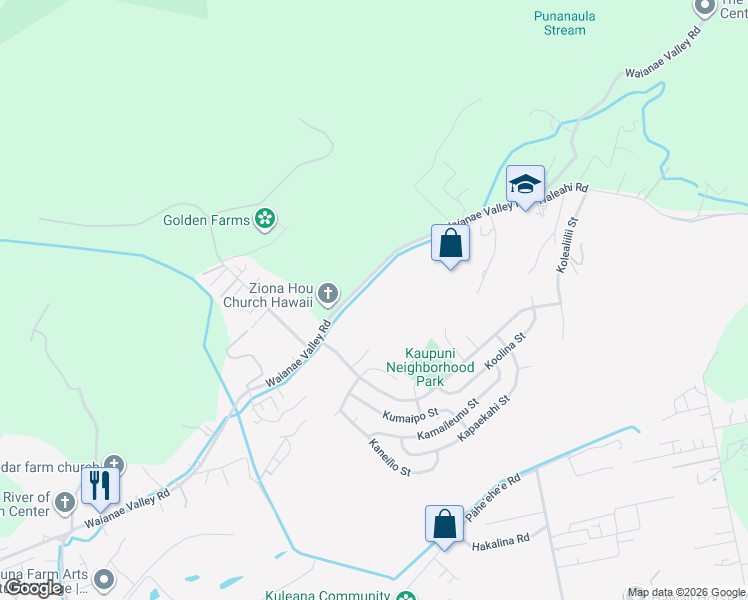 map of restaurants, bars, coffee shops, grocery stores, and more near 85-1149 Waianae Valley Road in Waianae