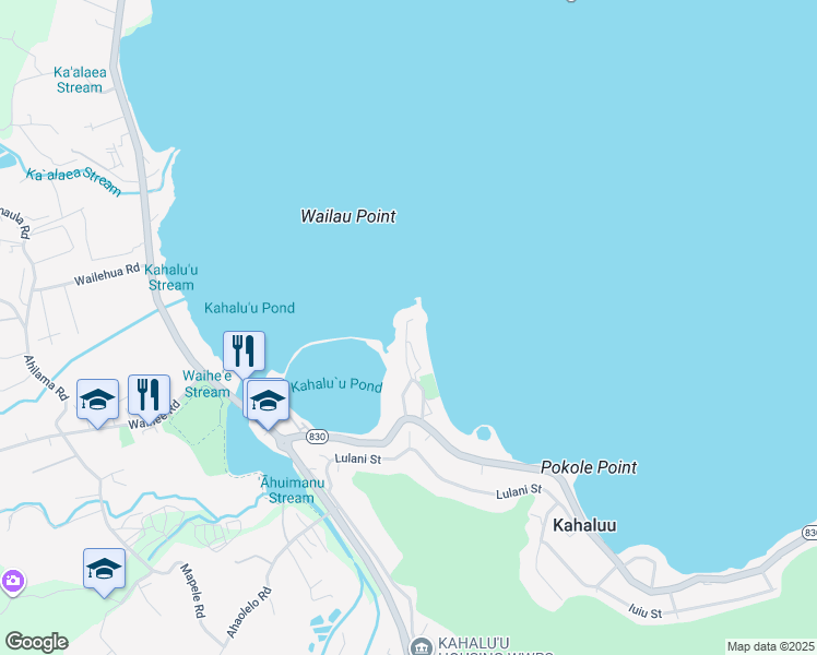 map of restaurants, bars, coffee shops, grocery stores, and more near 47-9 Lihikai Drive in Kaneohe