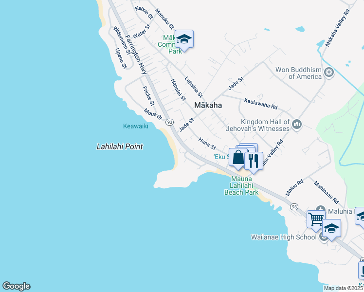 map of restaurants, bars, coffee shops, grocery stores, and more near 84-968 Farrington Highway in Waianae