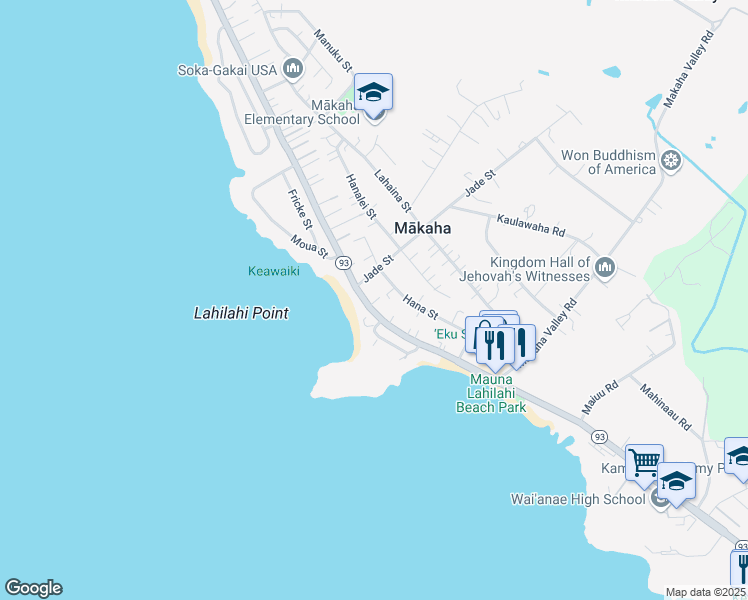 map of restaurants, bars, coffee shops, grocery stores, and more near 84-968 Farrington Highway in Waianae