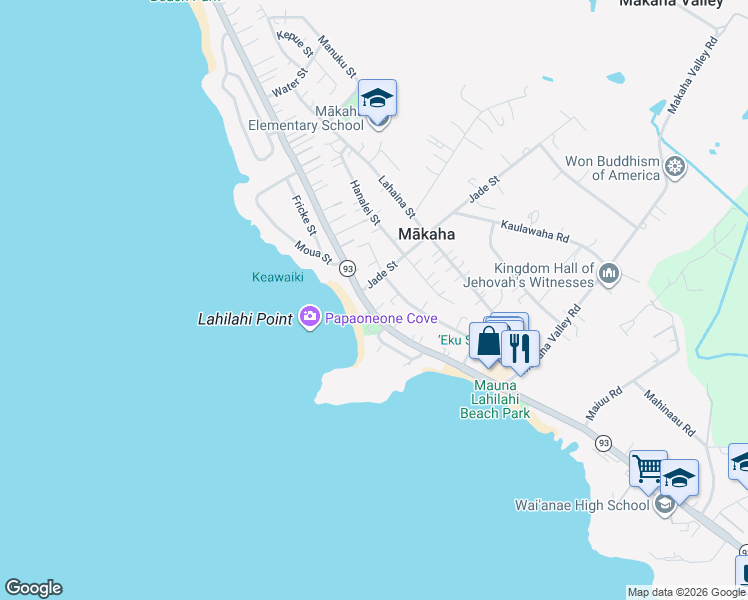 map of restaurants, bars, coffee shops, grocery stores, and more near 958 Farrington Highway in Waianae