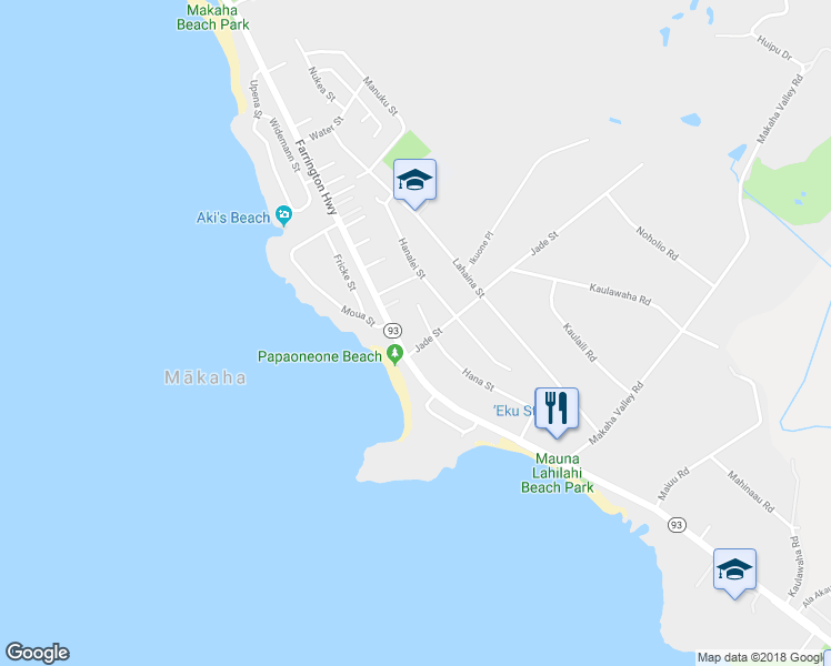 map of restaurants, bars, coffee shops, grocery stores, and more near 84-885 Hana Street in Waianae