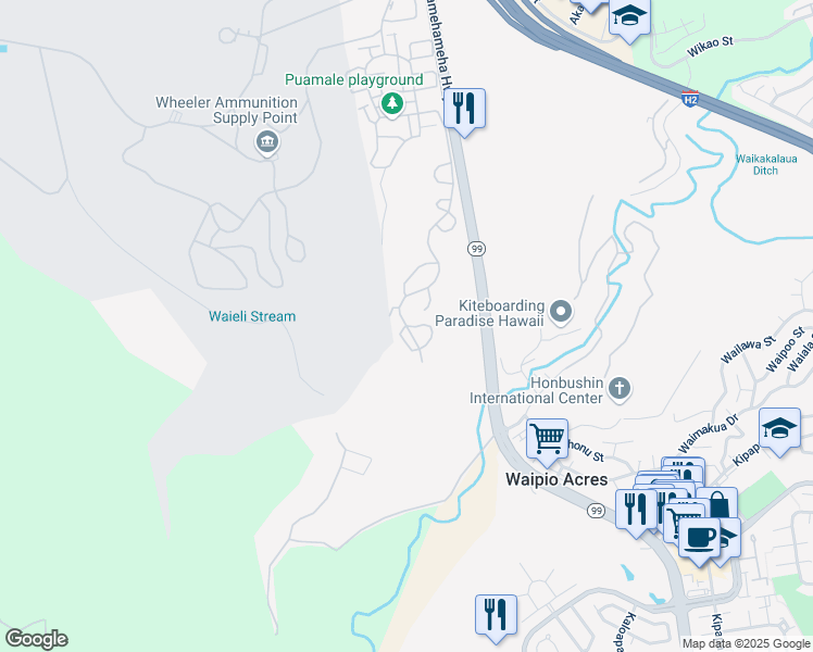 map of restaurants, bars, coffee shops, grocery stores, and more near 2792 Alapa Loop in Wahiawa