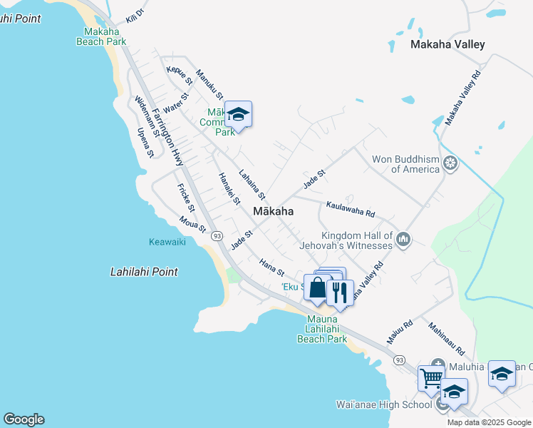map of restaurants, bars, coffee shops, grocery stores, and more near 84-875 Lahaina Street in Waianae