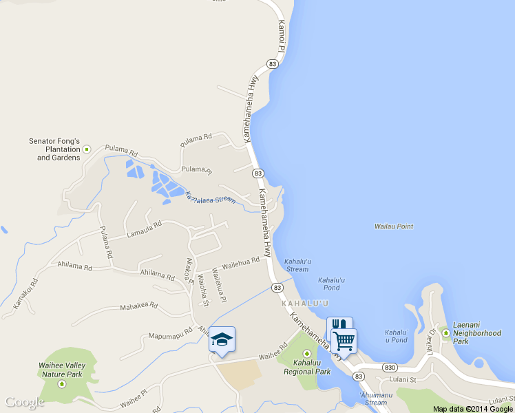 map of restaurants, bars, coffee shops, grocery stores, and more near 47-722 Kamehameha Highway in Kaneohe