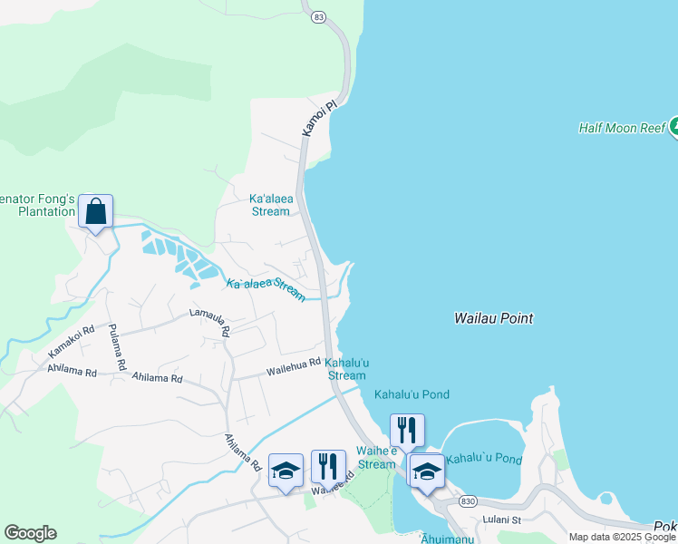 map of restaurants, bars, coffee shops, grocery stores, and more near 47-745 Kamehameha Highway in Kaneohe