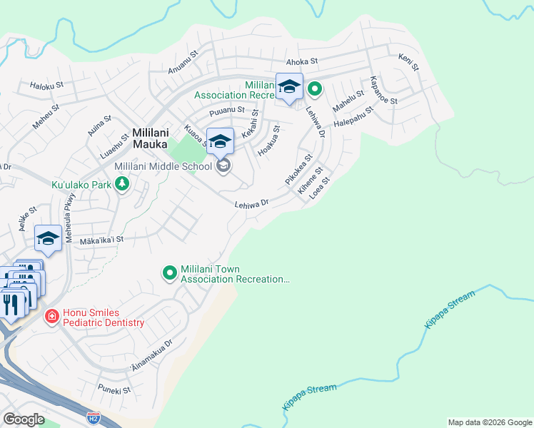map of restaurants, bars, coffee shops, grocery stores, and more near 95-226 Kaeolau Place in Mililani