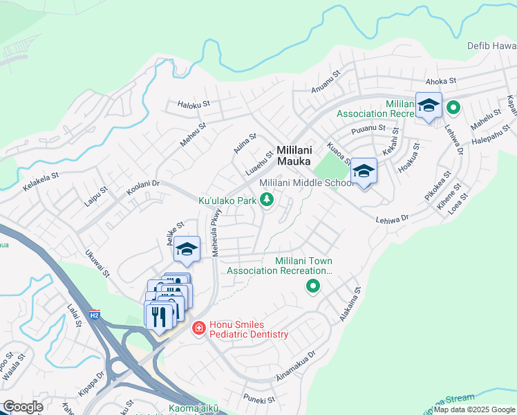 map of restaurants, bars, coffee shops, grocery stores, and more near 95-1031 Kaapeha Street in Mililani