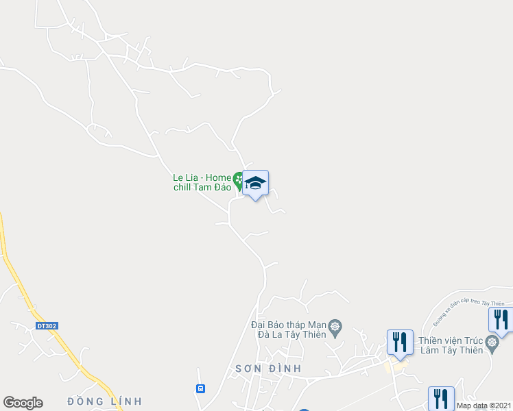 map of restaurants, bars, coffee shops, grocery stores, and more near Unnamed Road in Tam Đảo
