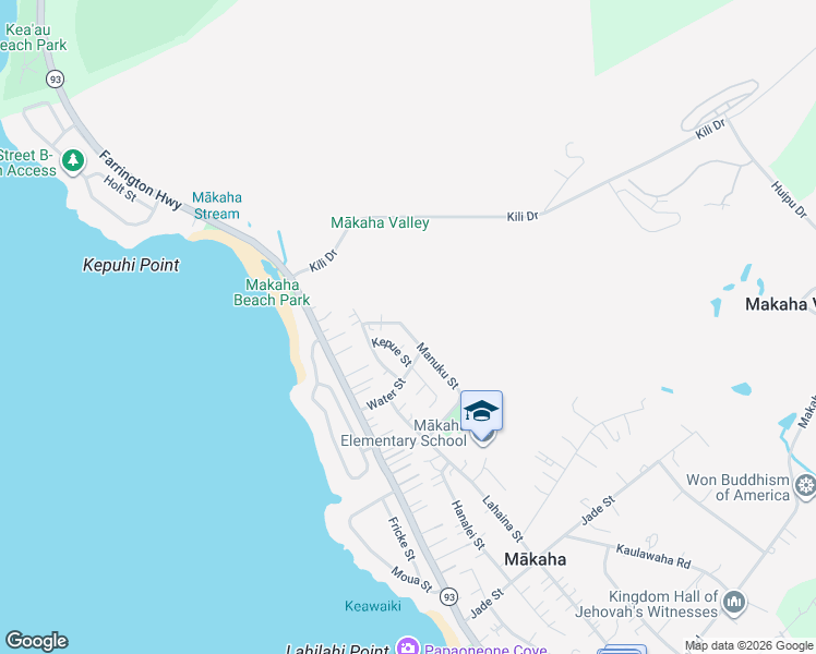 map of restaurants, bars, coffee shops, grocery stores, and more near 84-546 Manuku Street in Waianae