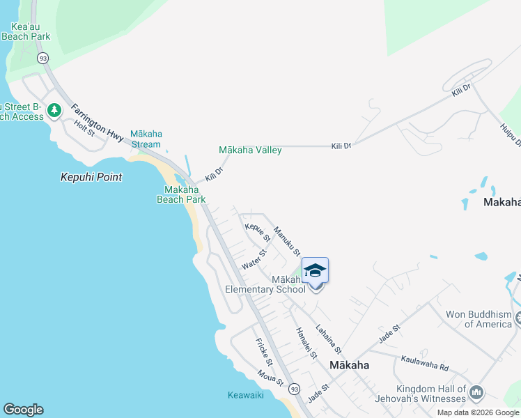 map of restaurants, bars, coffee shops, grocery stores, and more near 84-546 Manuku Street in Waianae