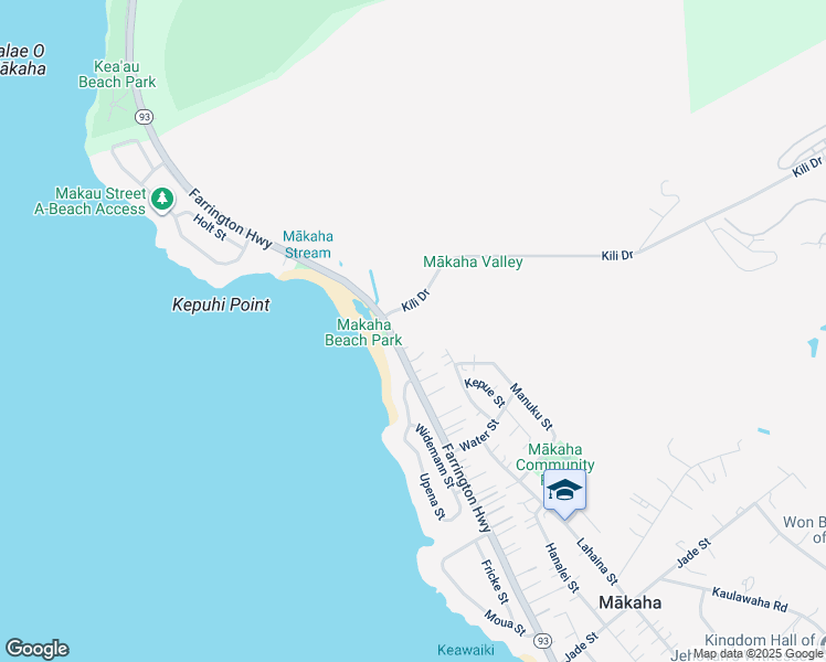 map of restaurants, bars, coffee shops, grocery stores, and more near 84 Kili Drive in Waianae