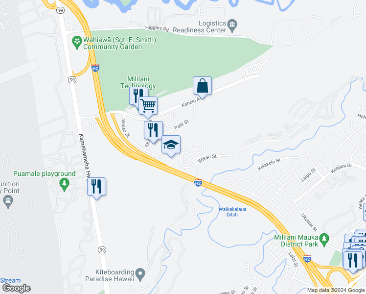 map of restaurants, bars, coffee shops, grocery stores, and more near in Honolulu County