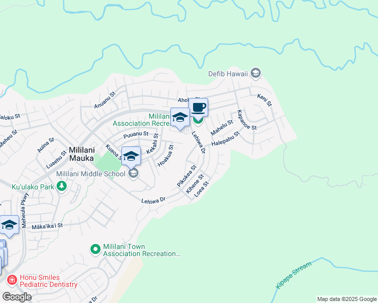 map of restaurants, bars, coffee shops, grocery stores, and more near 95-1072 Hoalia Street in Mililani
