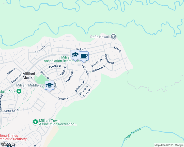 map of restaurants, bars, coffee shops, grocery stores, and more near 95-1002 Aliana Street in Mililani