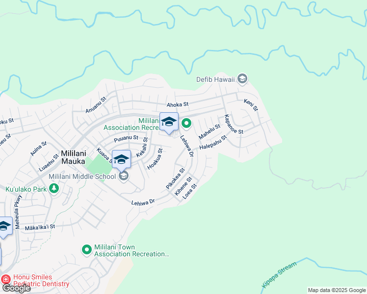 map of restaurants, bars, coffee shops, grocery stores, and more near 95-1072 Hoalia Street in Mililani