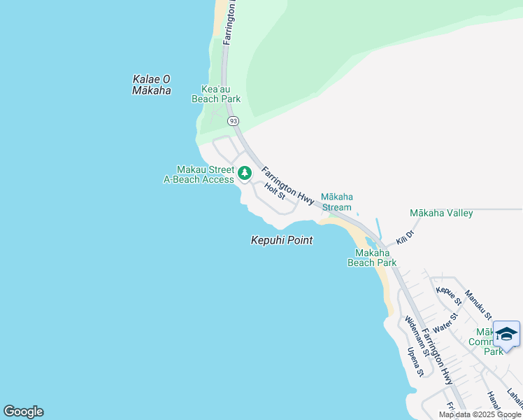 map of restaurants, bars, coffee shops, grocery stores, and more near 84-259 Makau Street in Waianae
