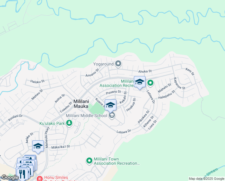 map of restaurants, bars, coffee shops, grocery stores, and more near 95-1050 Puuanu Street in Mililani