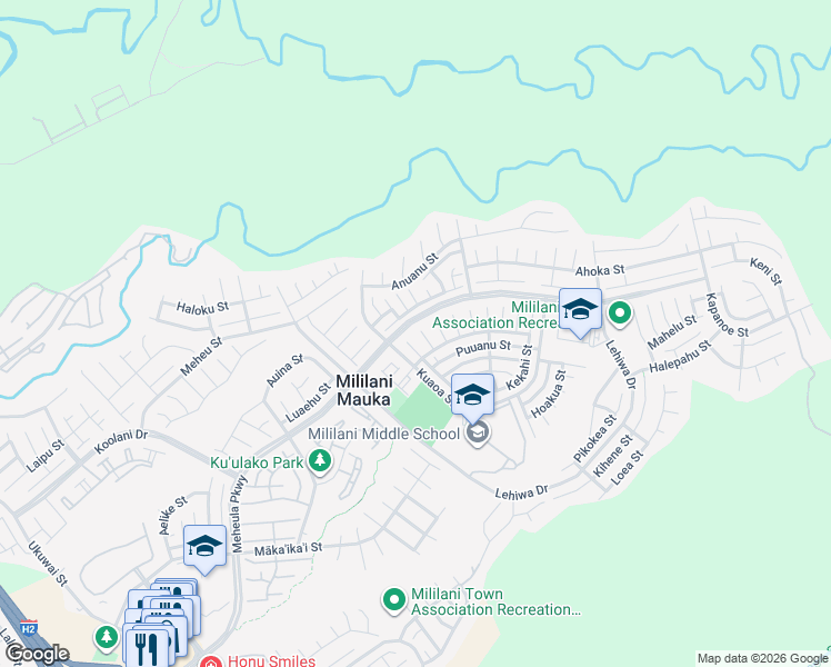 map of restaurants, bars, coffee shops, grocery stores, and more near 95-200 Paeheu Place in Mililani