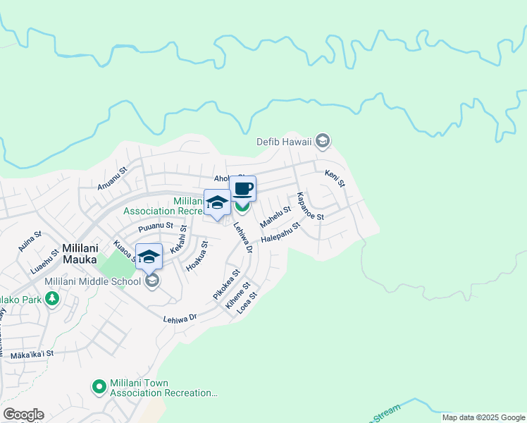 map of restaurants, bars, coffee shops, grocery stores, and more near 213 Halepule Place in Mililani