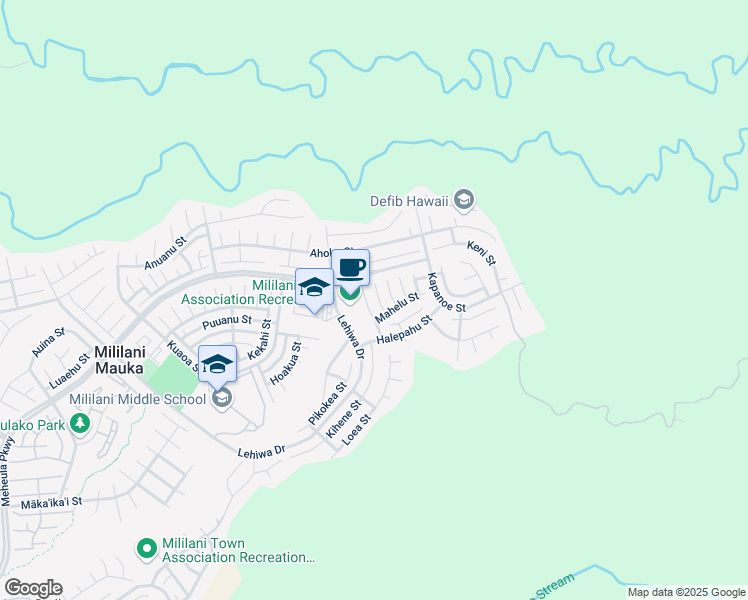 map of restaurants, bars, coffee shops, grocery stores, and more near 213 Halepule Place in Mililani
