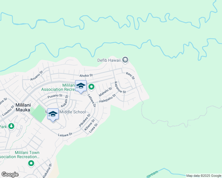 map of restaurants, bars, coffee shops, grocery stores, and more near 1047 Mahelu Street in Mililani