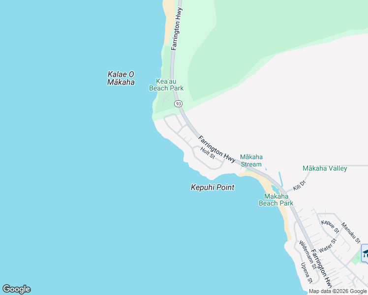 map of restaurants, bars, coffee shops, grocery stores, and more near 84-191 Makau Street in Waianae