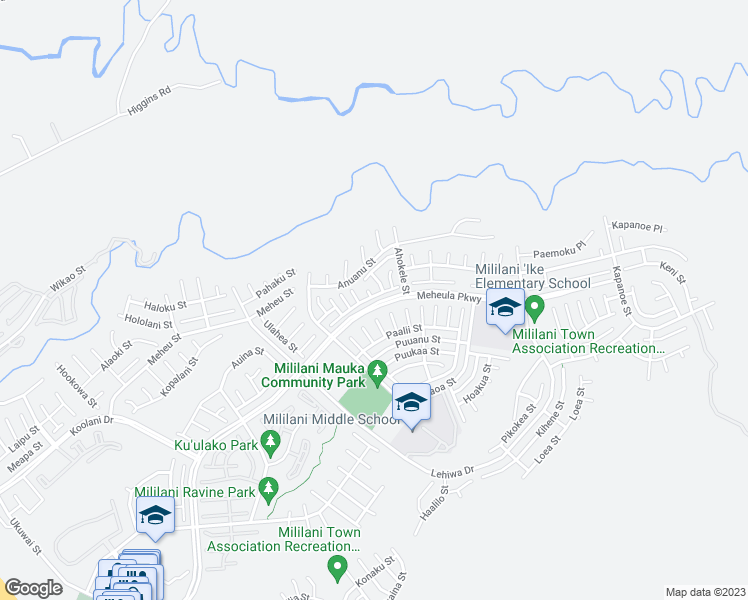 map of restaurants, bars, coffee shops, grocery stores, and more near 95-1089 Halekua Street in Mililani