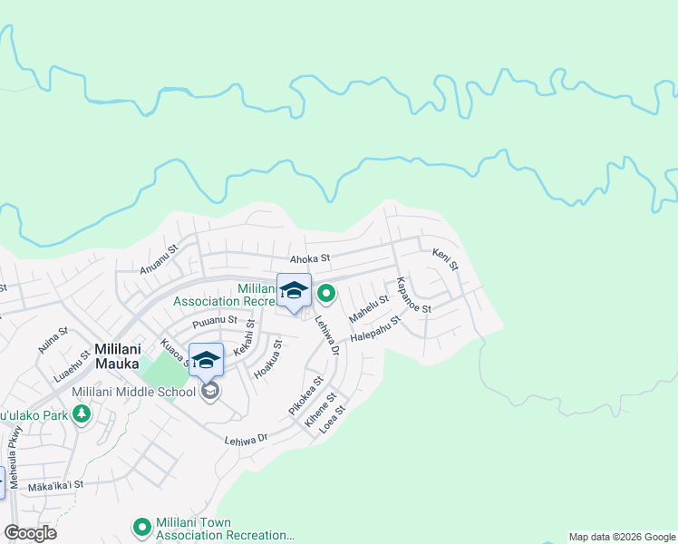 map of restaurants, bars, coffee shops, grocery stores, and more near 95-1047 Kahakiki Street in Mililani
