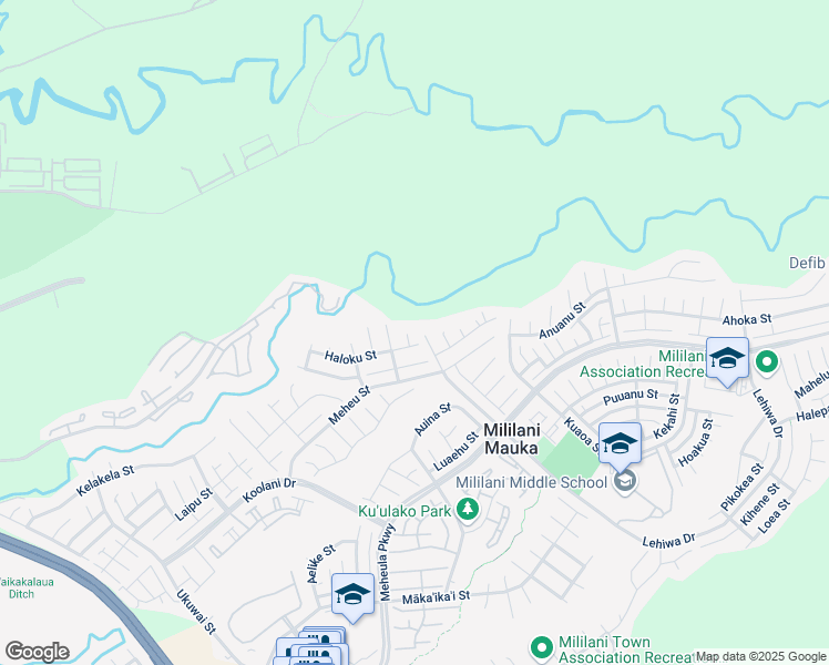 map of restaurants, bars, coffee shops, grocery stores, and more near 95-202 Holokia Place in Mililani