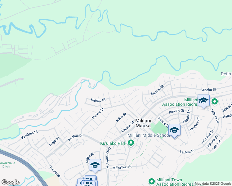 map of restaurants, bars, coffee shops, grocery stores, and more near 95-202 Holokia Place in Mililani