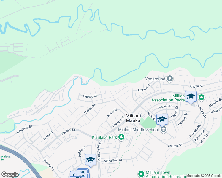 map of restaurants, bars, coffee shops, grocery stores, and more near 95-202 Holokia Place in Mililani
