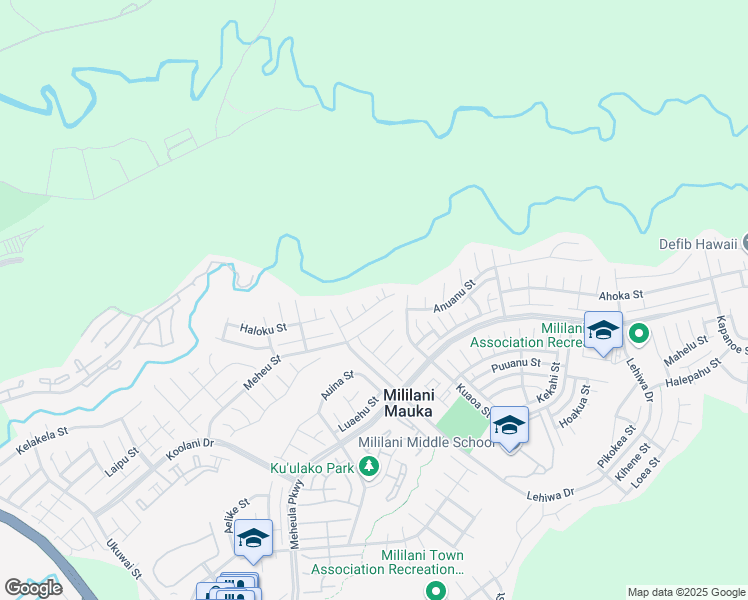 map of restaurants, bars, coffee shops, grocery stores, and more near 95-209 Hunawai Place in Mililani