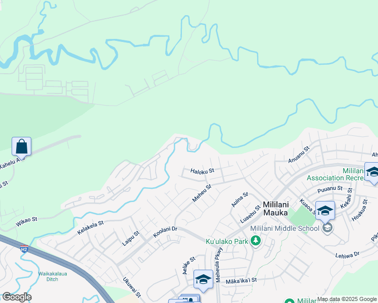 map of restaurants, bars, coffee shops, grocery stores, and more near 95-200 Halehaku Place in Mililani
