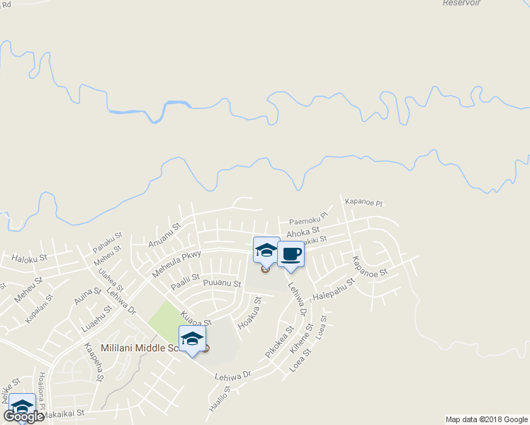 map of restaurants, bars, coffee shops, grocery stores, and more near 95-1199 Anuanu Street in Mililani