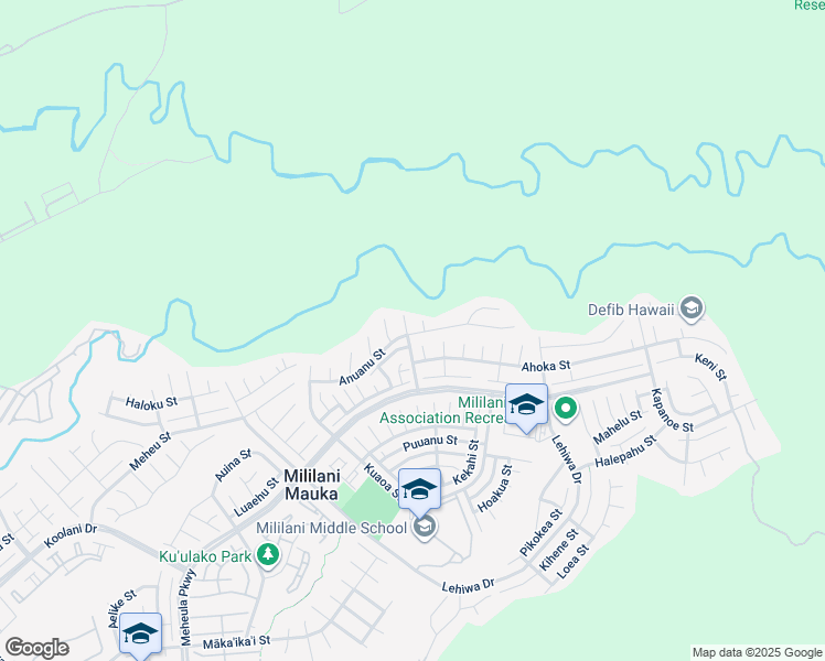 map of restaurants, bars, coffee shops, grocery stores, and more near 95-1149 Ahokele Street in Mililani