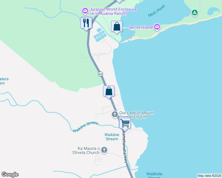 map of restaurants, bars, coffee shops, grocery stores, and more near 48493 Kamehameha Highway in Kaneohe