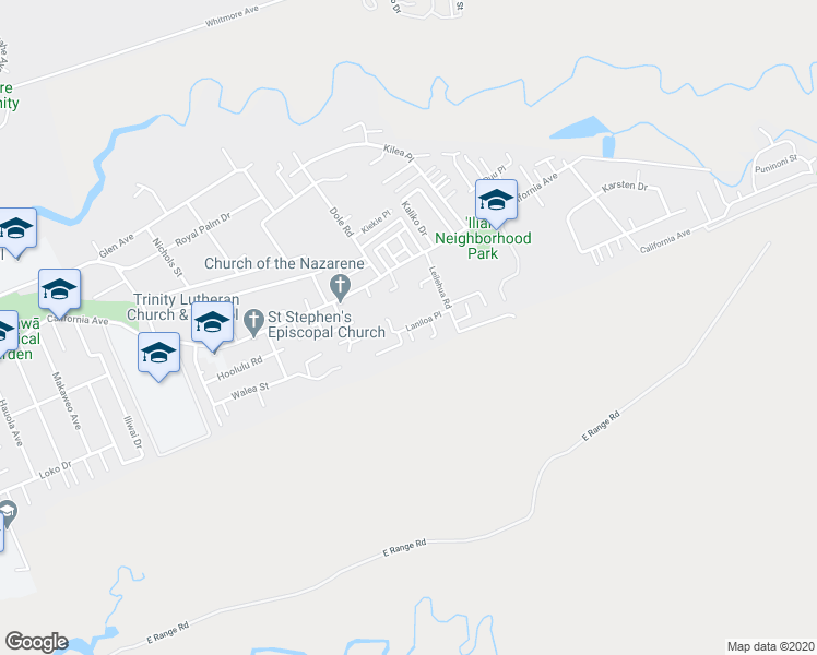 map of restaurants, bars, coffee shops, grocery stores, and more near 100 Mie Place in Wahiawa