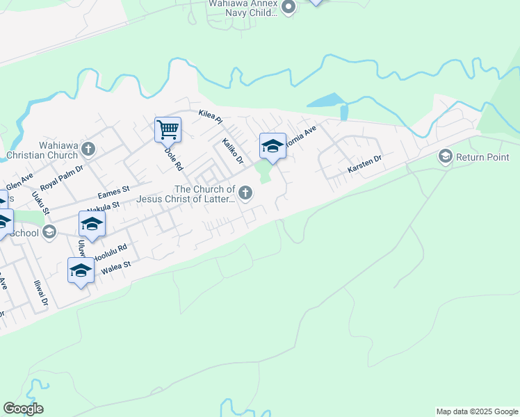 map of restaurants, bars, coffee shops, grocery stores, and more near 1975 Alai Place in Wahiawa