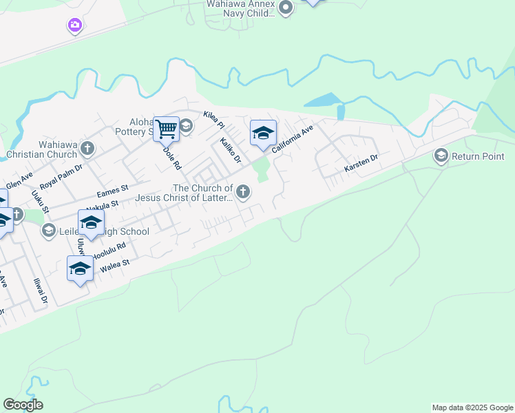 map of restaurants, bars, coffee shops, grocery stores, and more near 1975 Alai Place in Wahiawa
