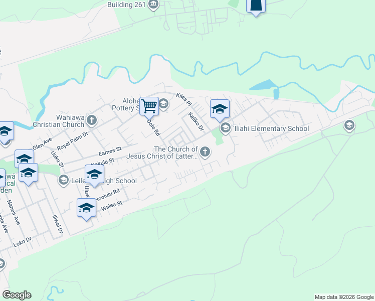 map of restaurants, bars, coffee shops, grocery stores, and more near 11 Hoe Way in Wahiawa