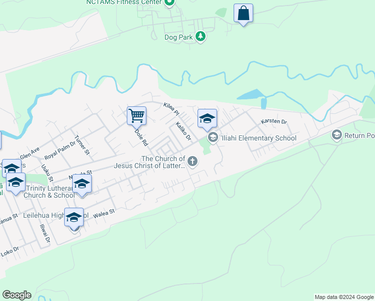 map of restaurants, bars, coffee shops, grocery stores, and more near 1963 California Avenue in Wahiawa