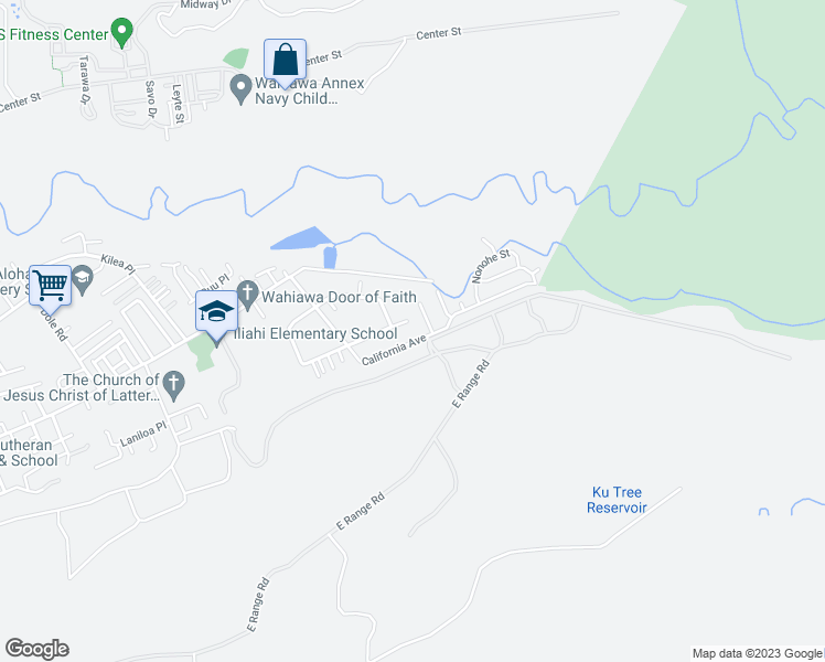 map of restaurants, bars, coffee shops, grocery stores, and more near 2470 California Avenue in Wahiawā