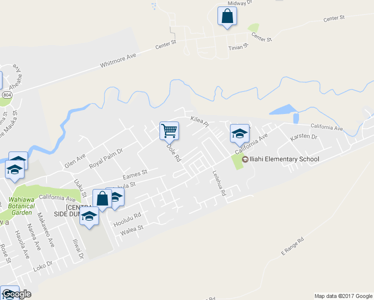 map of restaurants, bars, coffee shops, grocery stores, and more near 1910 Kiekie Place in Wahiawa