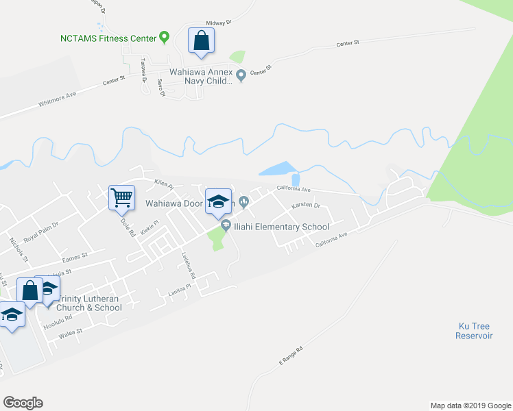 map of restaurants, bars, coffee shops, grocery stores, and more near 2151 California Avenue in Wahiawā