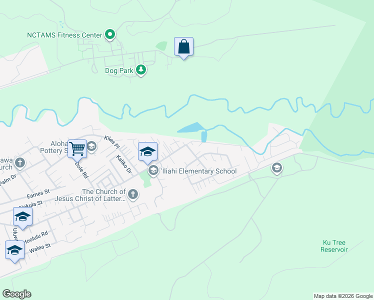 map of restaurants, bars, coffee shops, grocery stores, and more near 176 California Avenue in Wahiawa