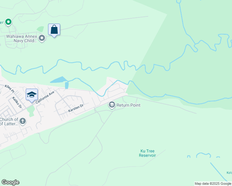 map of restaurants, bars, coffee shops, grocery stores, and more near 2637 Puninoni Street in Wahiawa